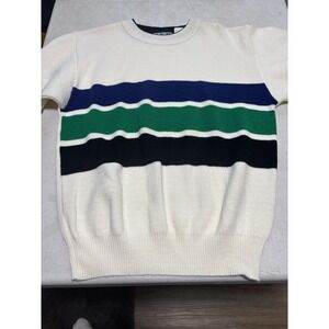Vintage Striped Sweater Green Blue Mod‎ Large